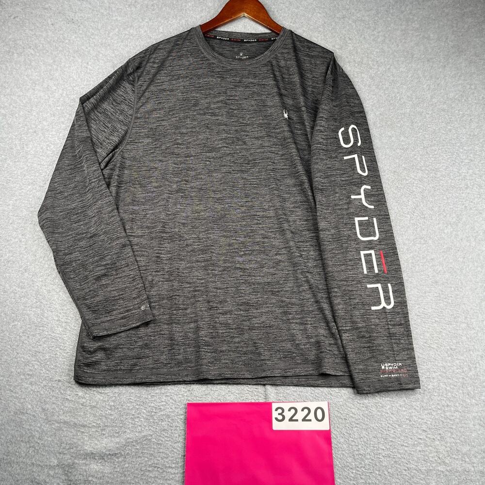 Spyder Swim Rash Guard Long Sleeve Shirt UPF 30 Gray Heather 2XL Stretch